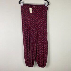 Anthropologie Printed Harem Pants With Pockets Size XS Red Navy Blue Crop